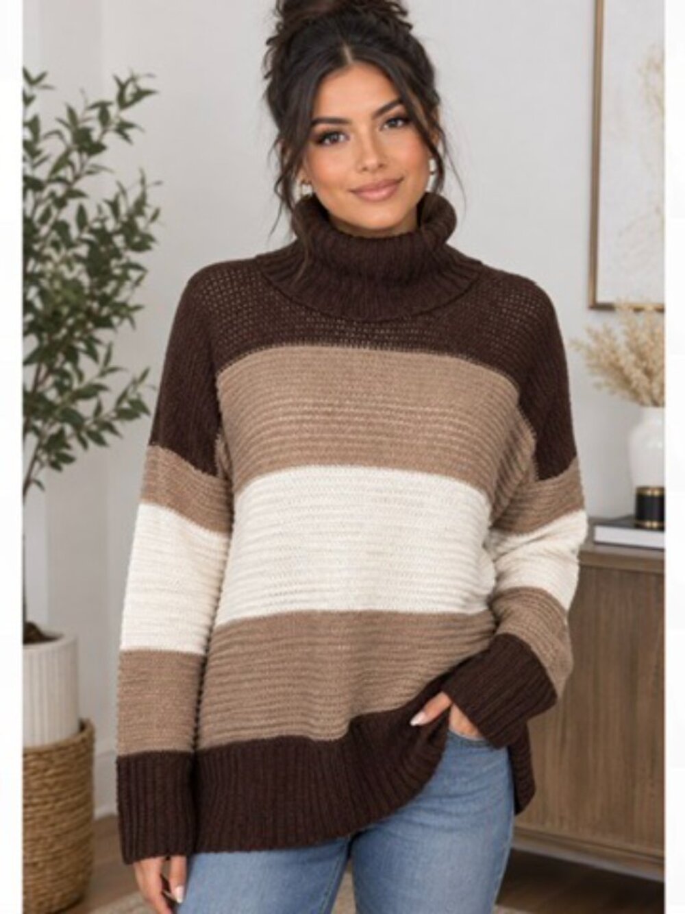 Jason Maxwell Cozy Chic Turtleneck Long Sleeve Knit Tunic Sweatshirt Size L